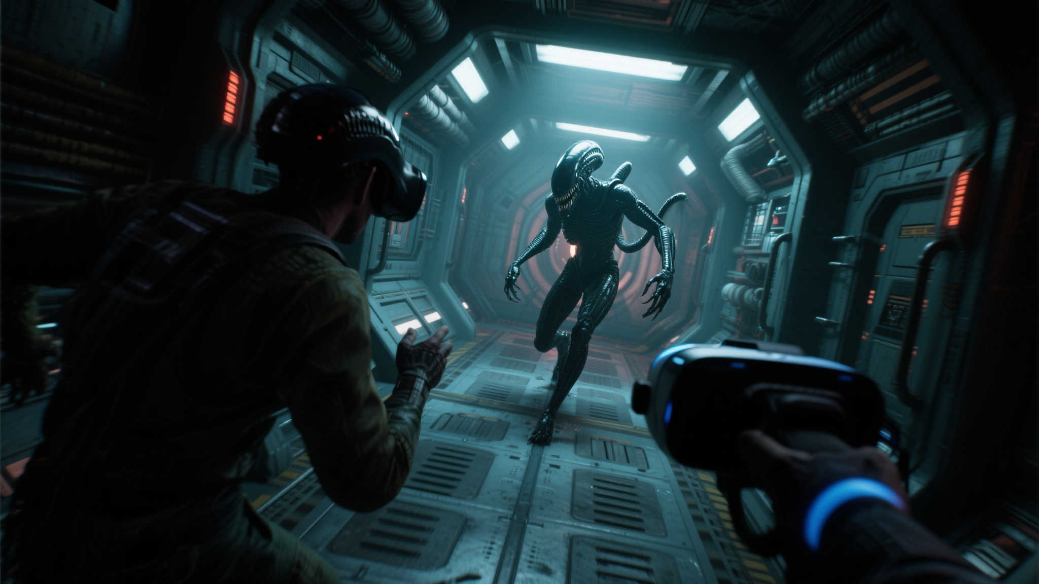 想象一下，在阴暗的太空船舱中，异形悄然逼